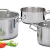 Spring Brigade Pannenset Met Glasdeksels Rvs 3-delig