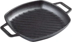 Victoria Skillet Vierkante Grill Met 2 Grepen 26 X 26 Cm Geëmailleerd Gietijzer