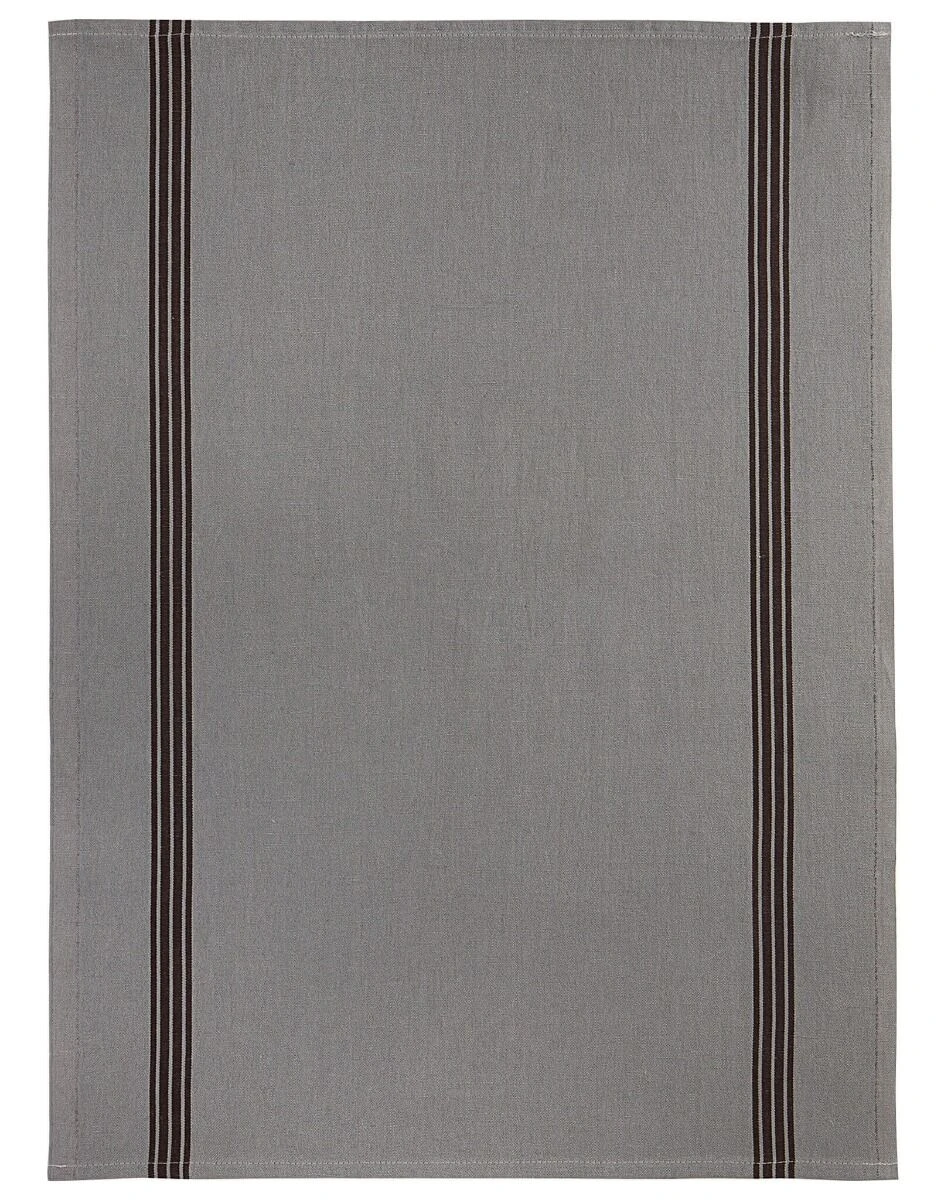 Charvet COUNTRY Theedoek 75 X 52 Cm Linnen Donkergrijs Met Donkere Streep