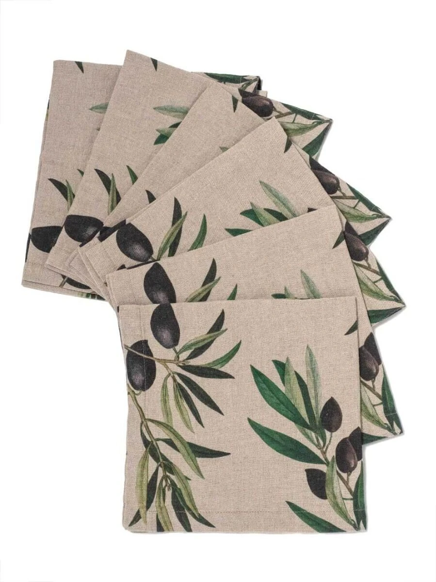 Oldenhof Olives Servet 45 X 45 Cm Linnen 6 Stuks 5 Oldenhof Olives Servet 45 X 45 Cm Linnen 6 Stuks - Afbeelding 3