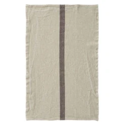 Charvet DOUDOU Theedoek 75 X 45 Cm Linnen Beige Met Bruine Streep